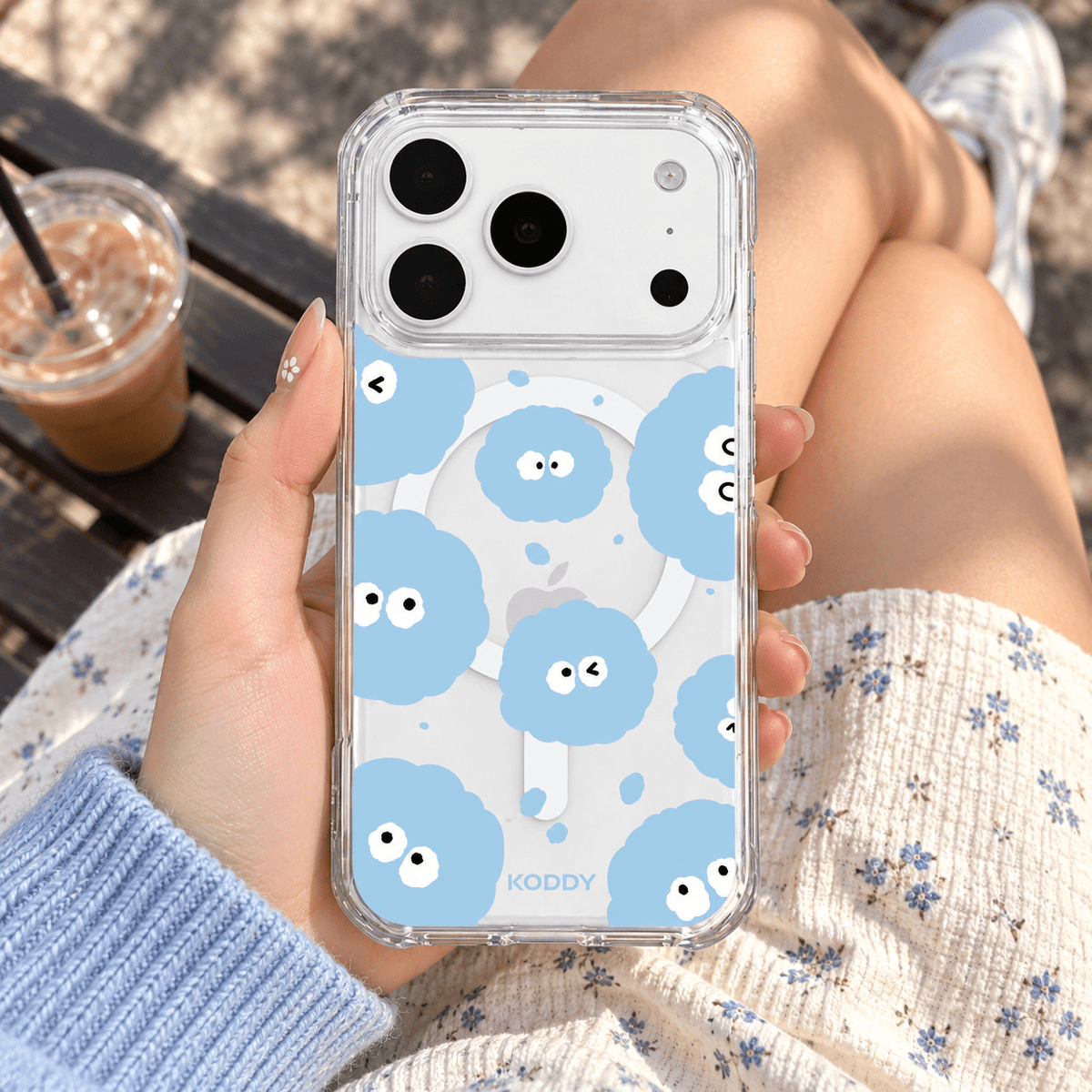 Cute Blue Dust Pattern Clear Phone Case-KODDY aesthetic iphone case UK