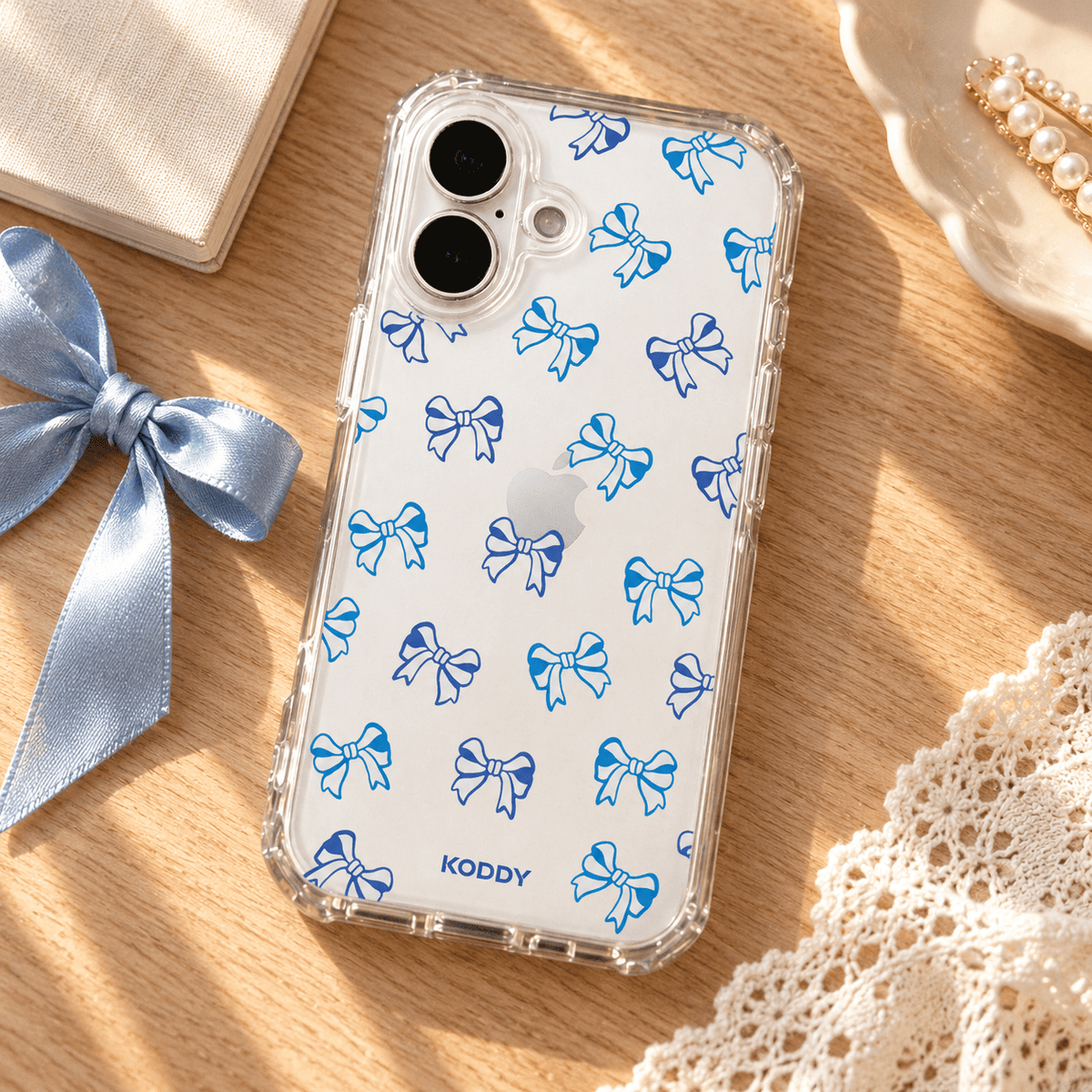 Cute Blue Ribbon Bow Phone Case-KODDY aesthetic iphone case UK
