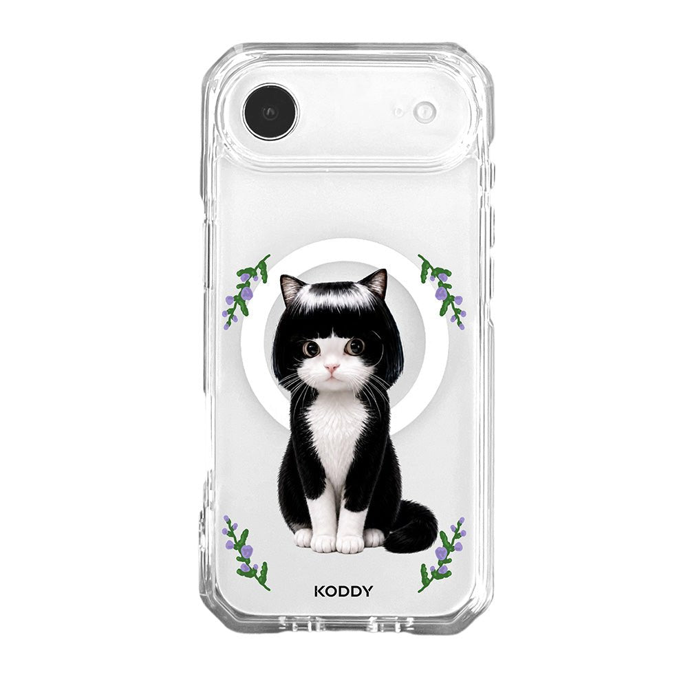 Cute Bob Hair Tuxedo Cat Clear Phone Case-KODDY aesthetic iphone case UK