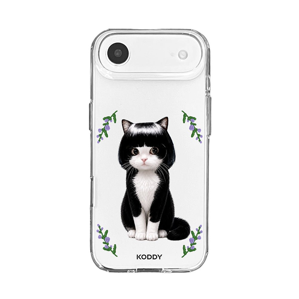 Cute Bob Hair Tuxedo Cat Clear Phone Case-KODDY aesthetic iphone case UK