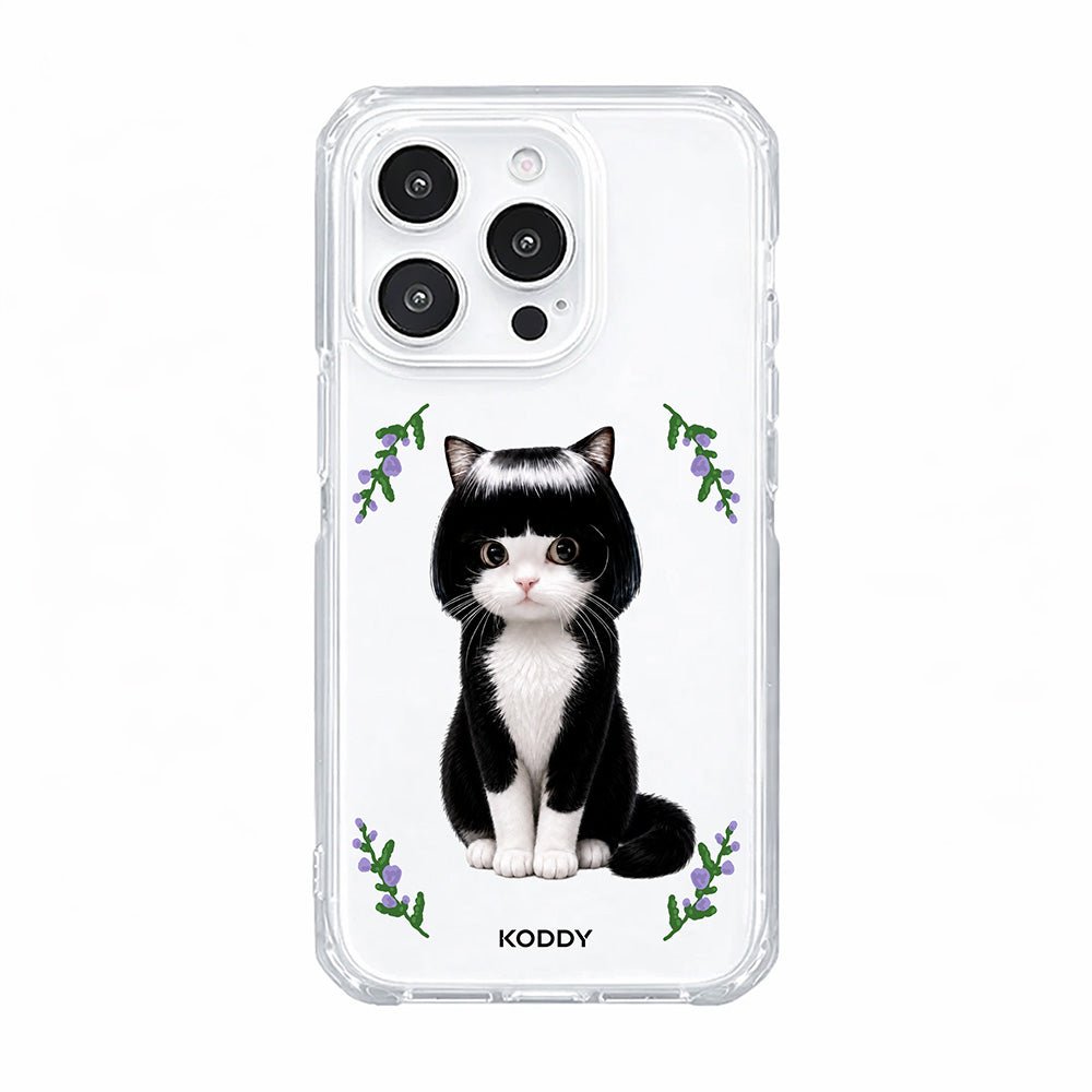 Cute Bob Hair Tuxedo Cat Clear Phone Case-KODDY aesthetic iphone case UK