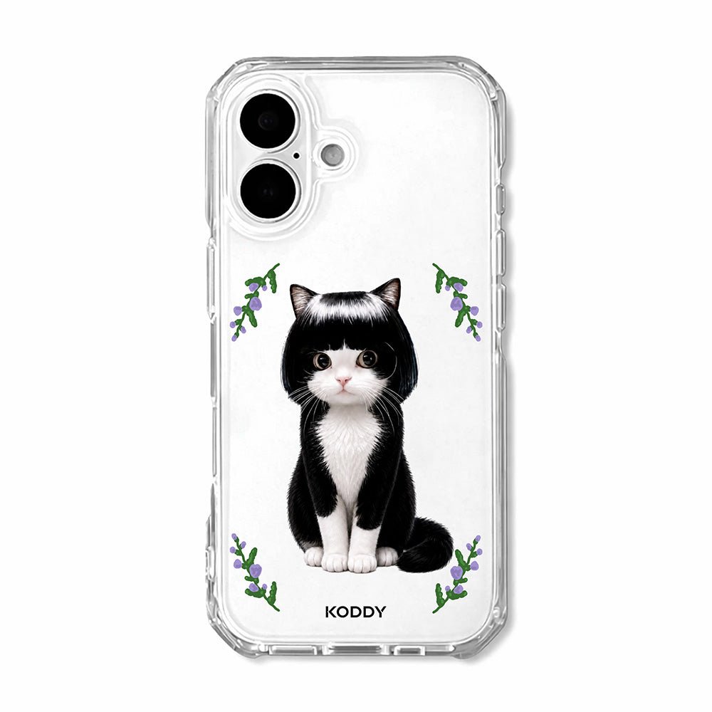 Cute Bob Hair Tuxedo Cat Clear Phone Case-KODDY aesthetic iphone case UK