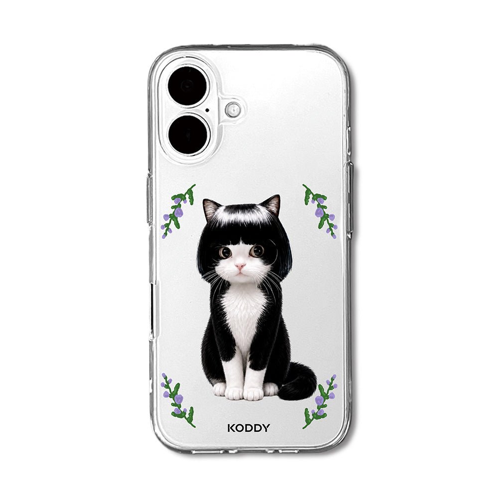 Cute Bob Hair Tuxedo Cat Clear Phone Case-KODDY aesthetic iphone case UK