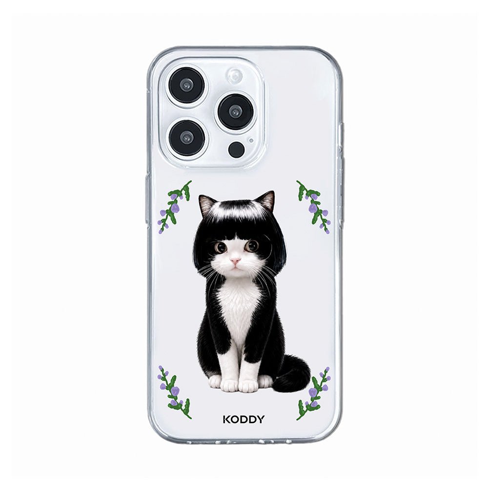 Cute Bob Hair Tuxedo Cat Clear Phone Case-KODDY aesthetic iphone case UK