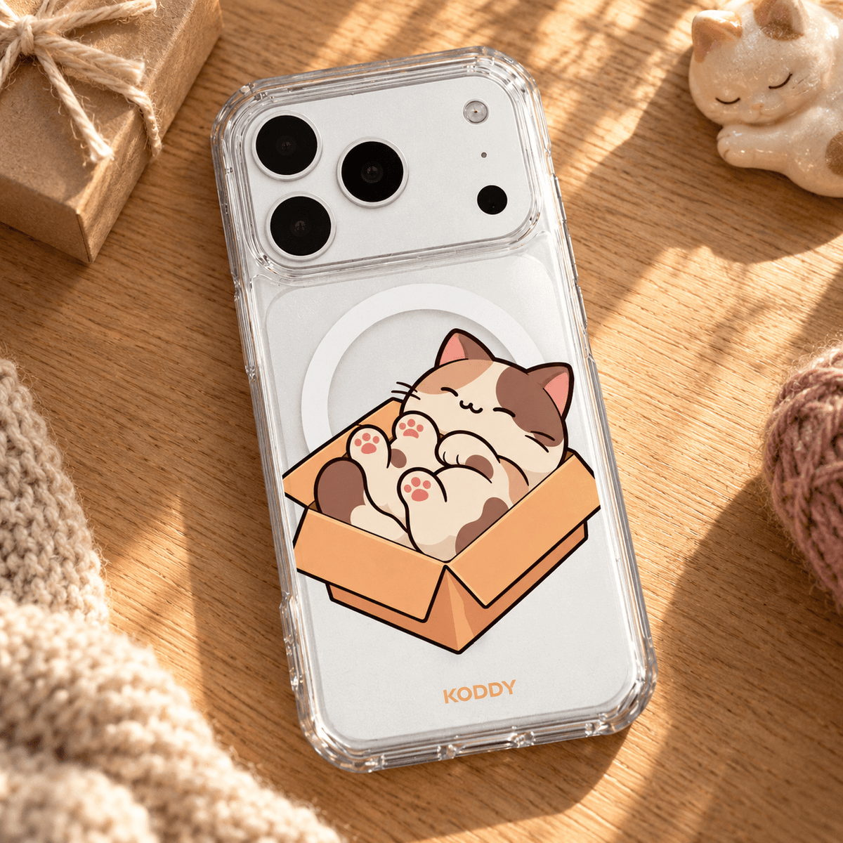 Cute Cat in a Box Aesthetic Phone Case-KODDY aesthetic iphone case UK