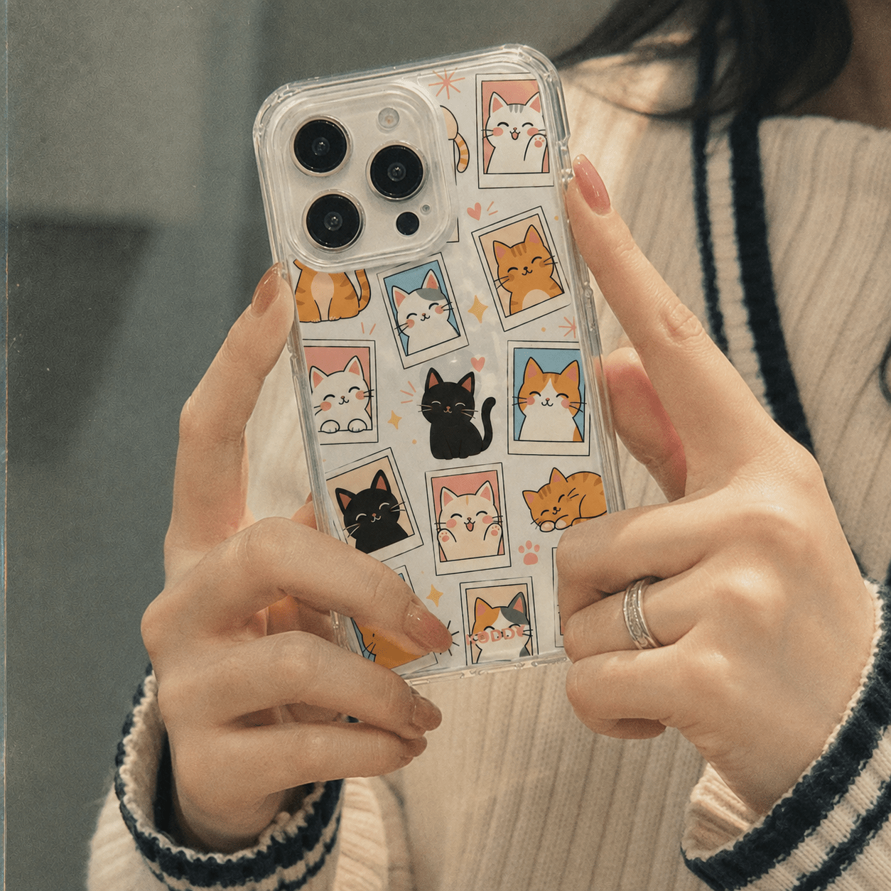 Cute Cat Photo Frame Clear Phone Case-KODDY aesthetic iphone case UK