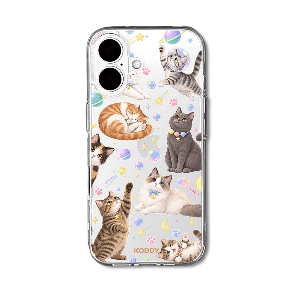 Cute Cats in Space Clear Phone Case