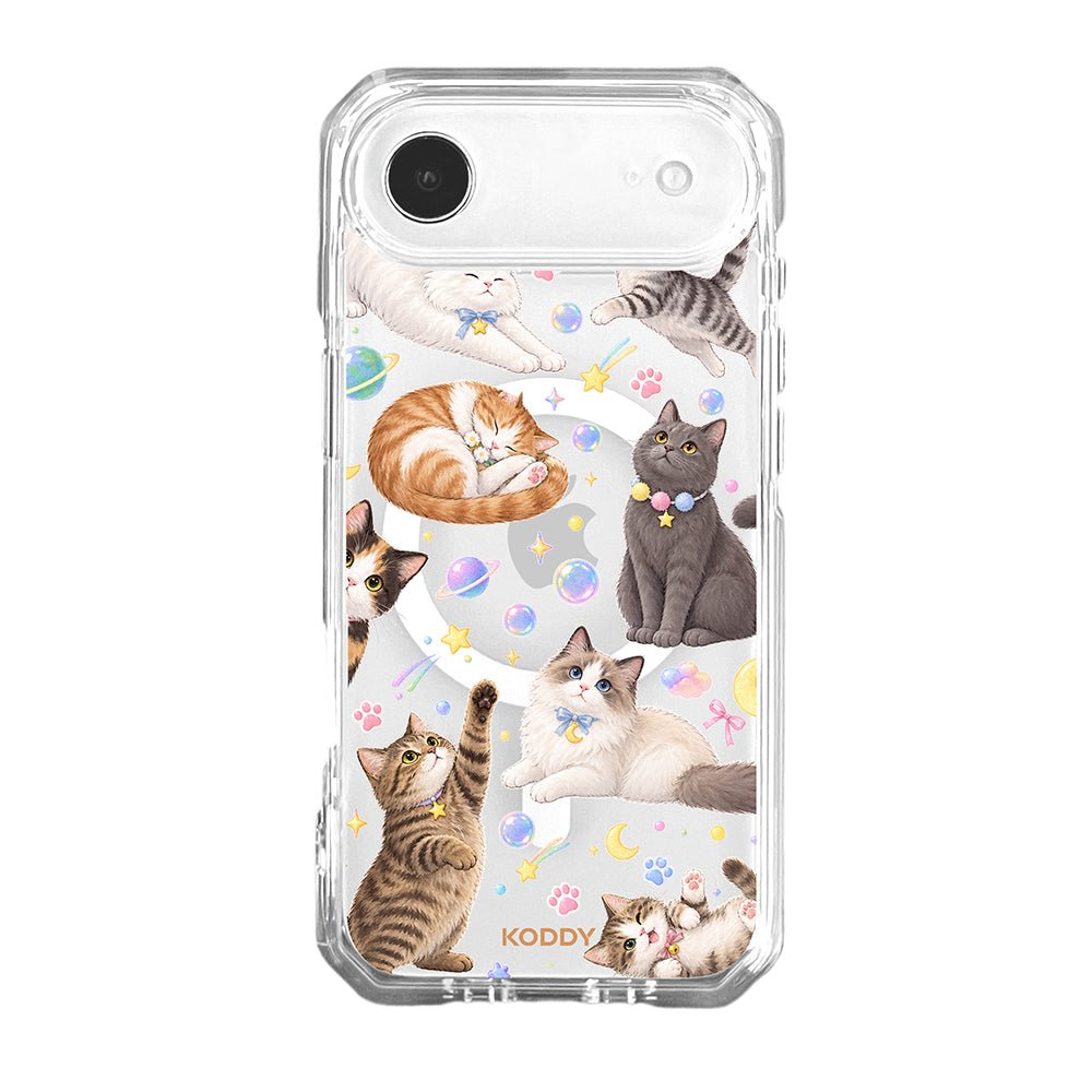 Cute Cats in Space Clear Phone Case