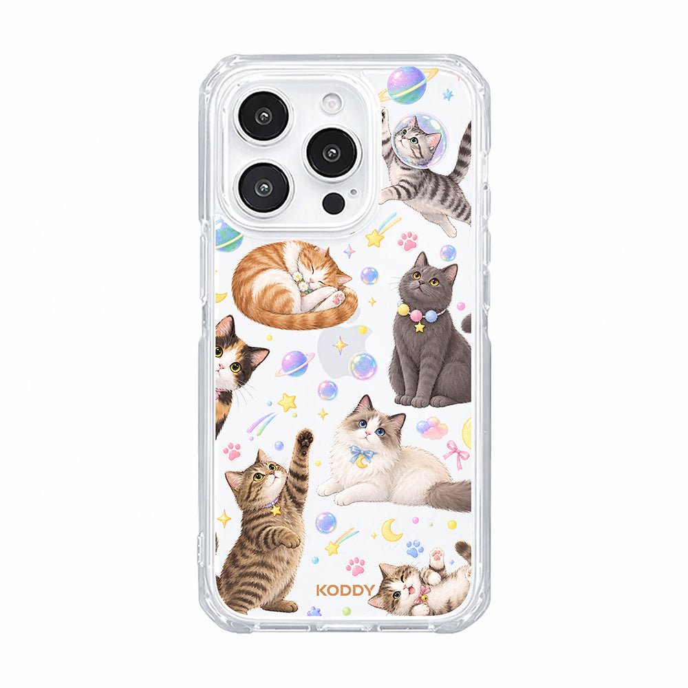 Cute Cats in Space Clear Phone Case