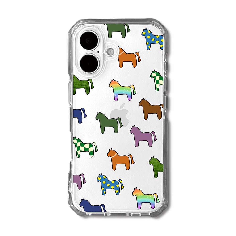 Cute Colorful Horse Pattern Clear Phone Case