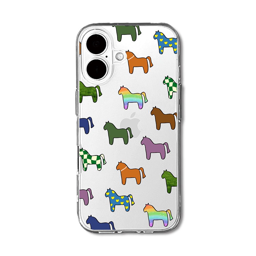 Cute Colorful Horse Pattern Clear Phone Case