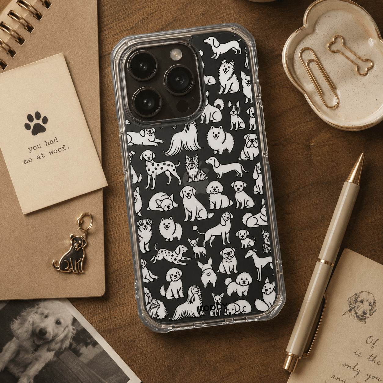 Cute Dogs Pattern Clear Phone Cute-KODDY aesthetic iphone case UK