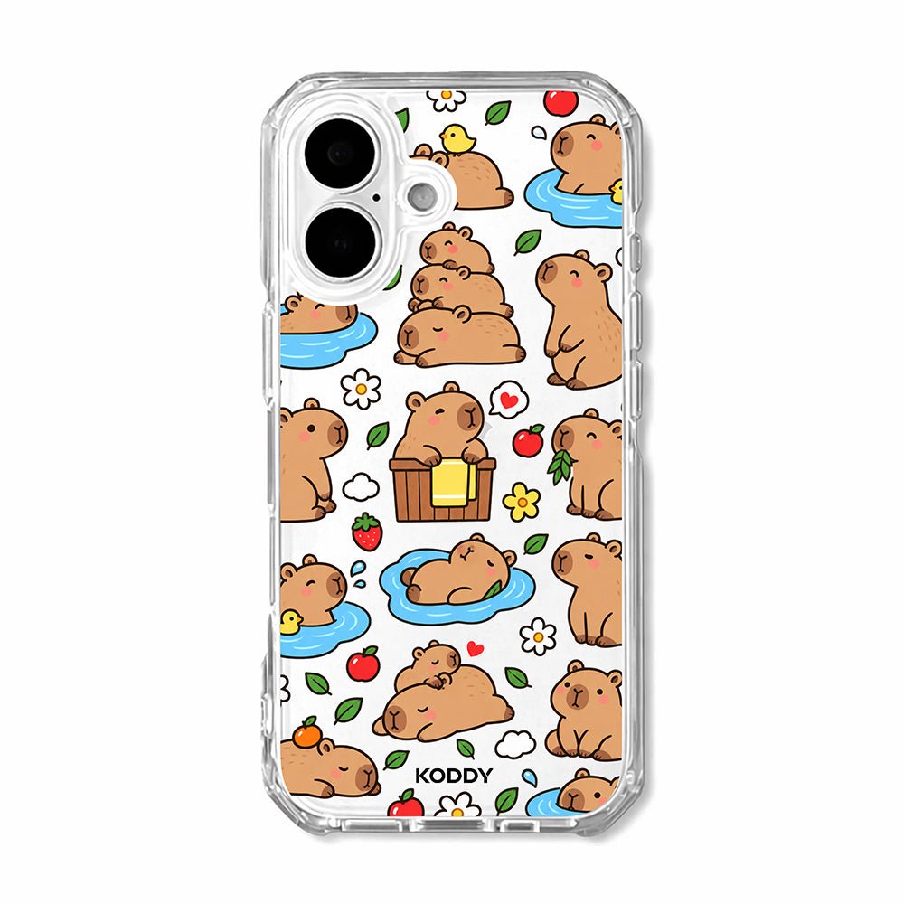 Cute Happy Capybara Clear Phone Case