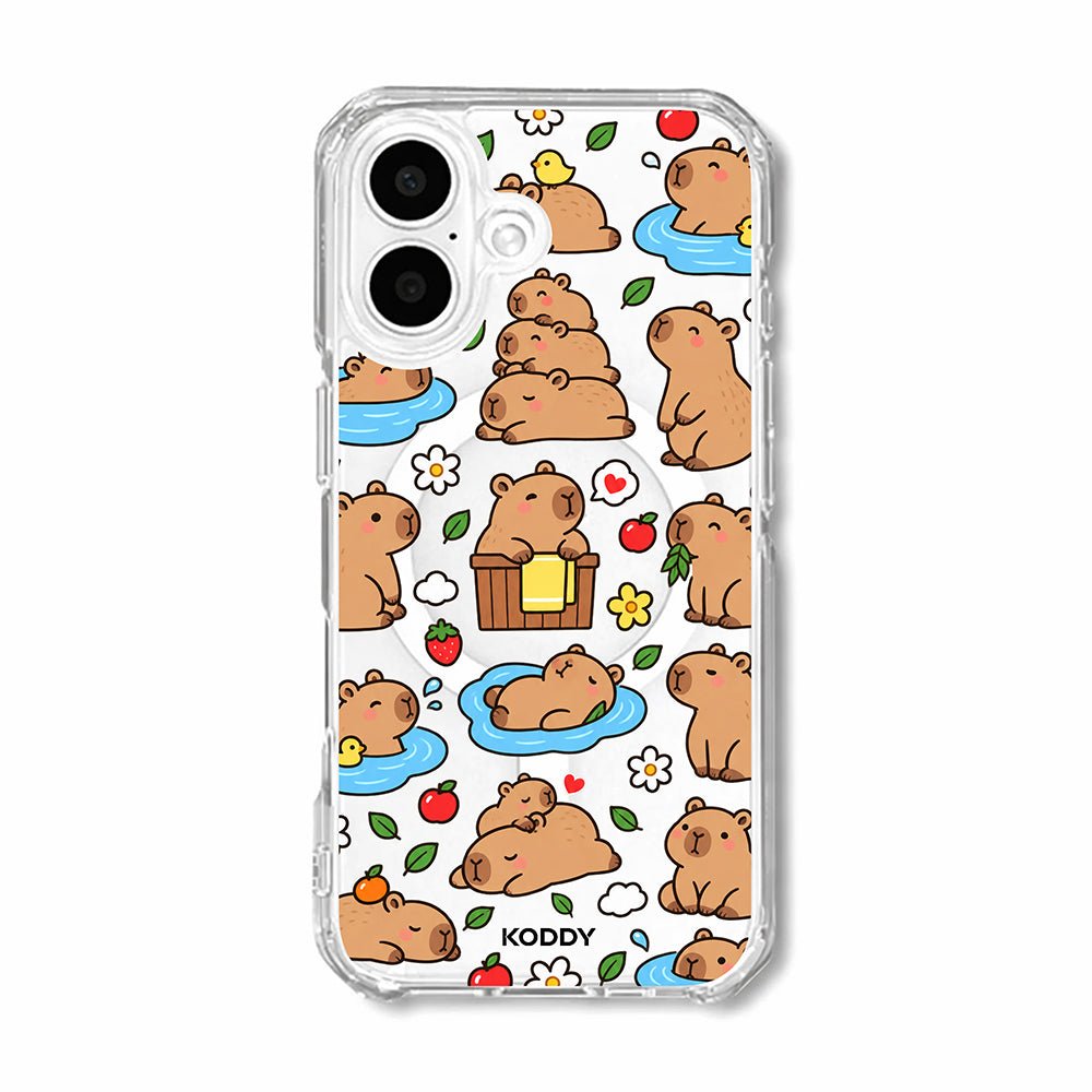 Cute Happy Capybara Clear Phone Case