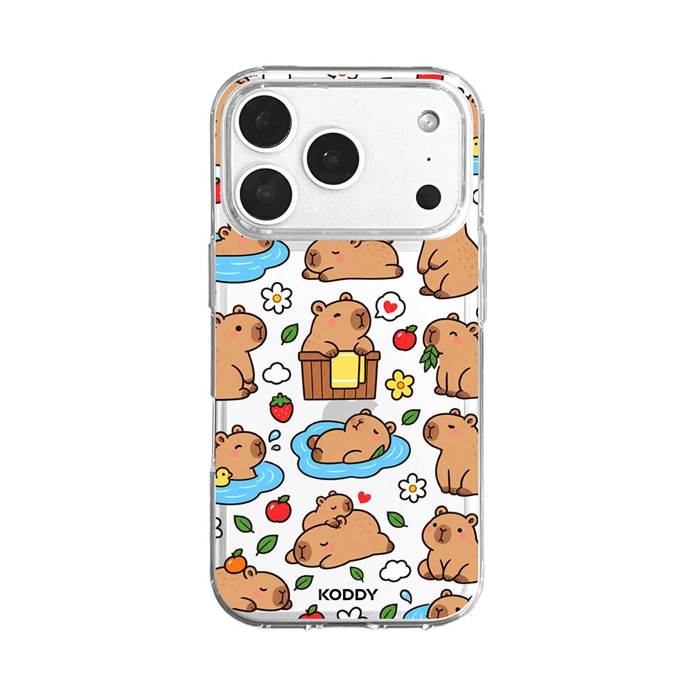 Cute Happy Capybara Clear Phone Case