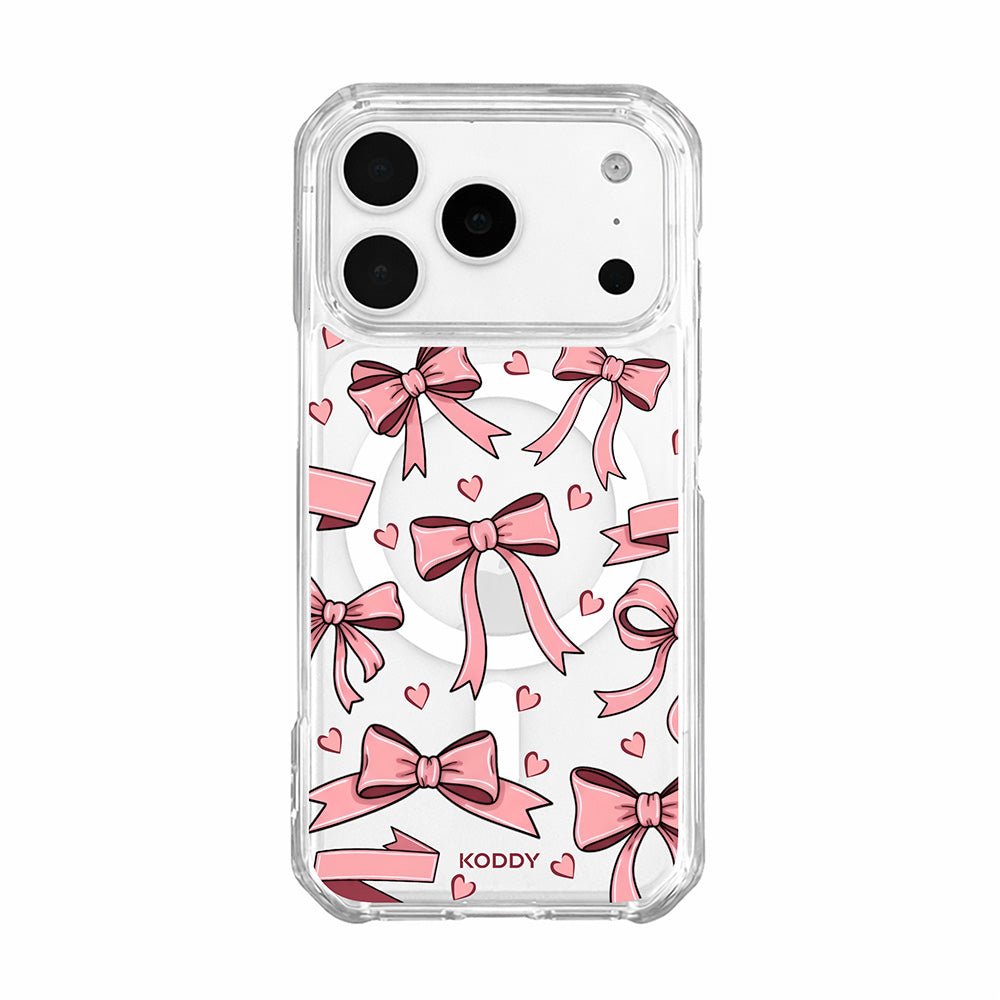 Cute Pink Bow and Heart Clear Phone Case-KODDY aesthetic iphone case UK