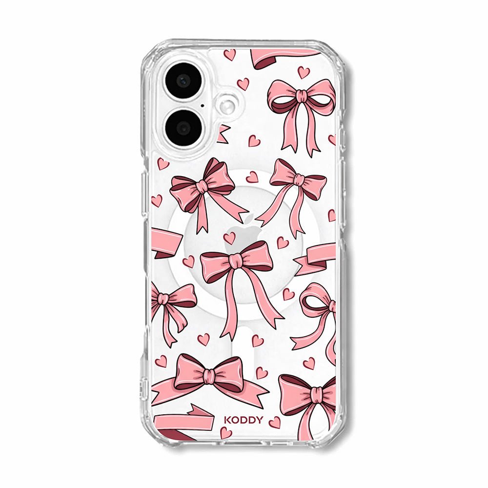 Cute Pink Bow and Heart Clear Phone Case-KODDY aesthetic iphone case UK