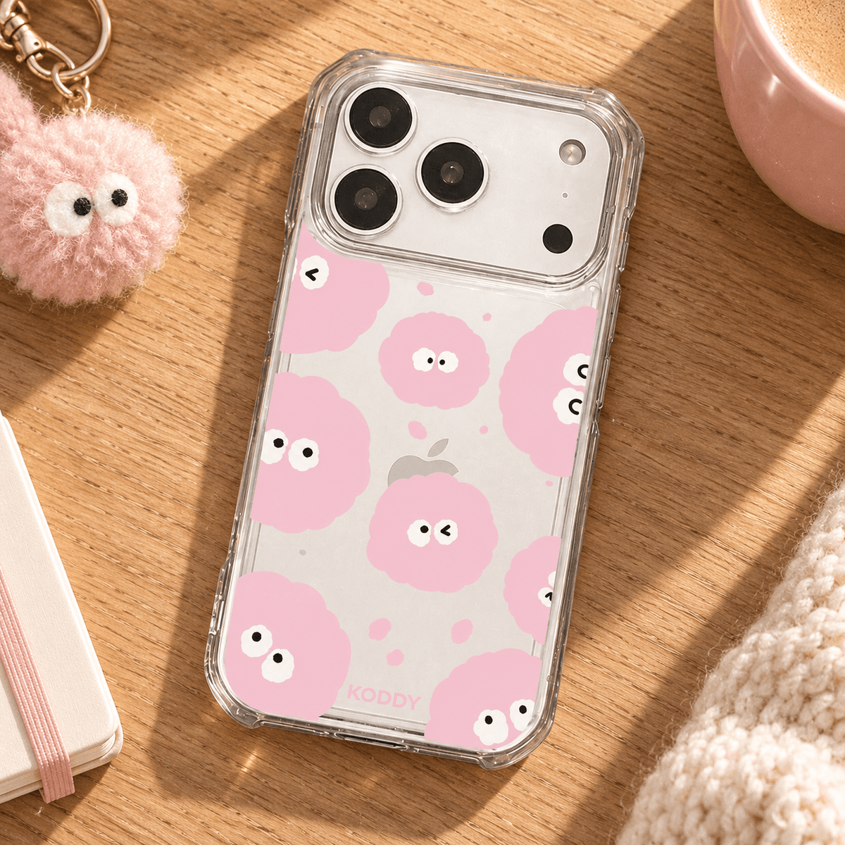 Cute Pink Dust Pattern Clear Phone Case-KODDY aesthetic iphone case UK