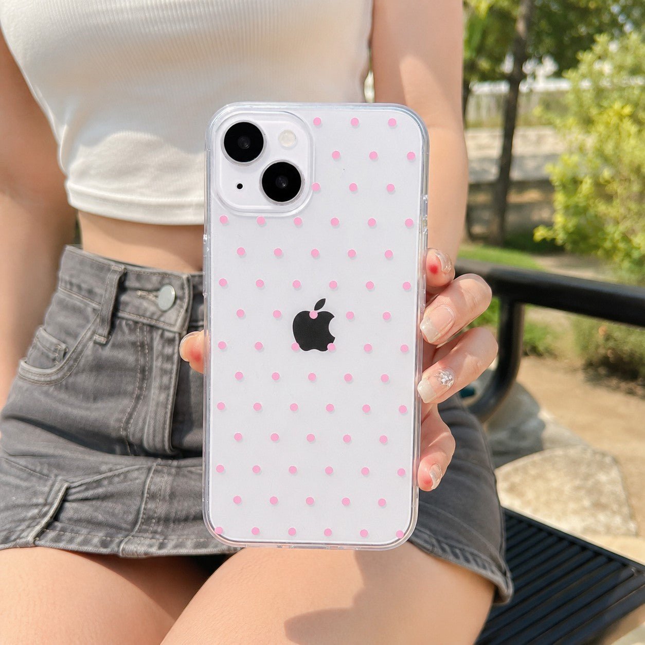 Cute Pink Polka Dot Clear Phone Case - KODDY aesthetic iphone case UK