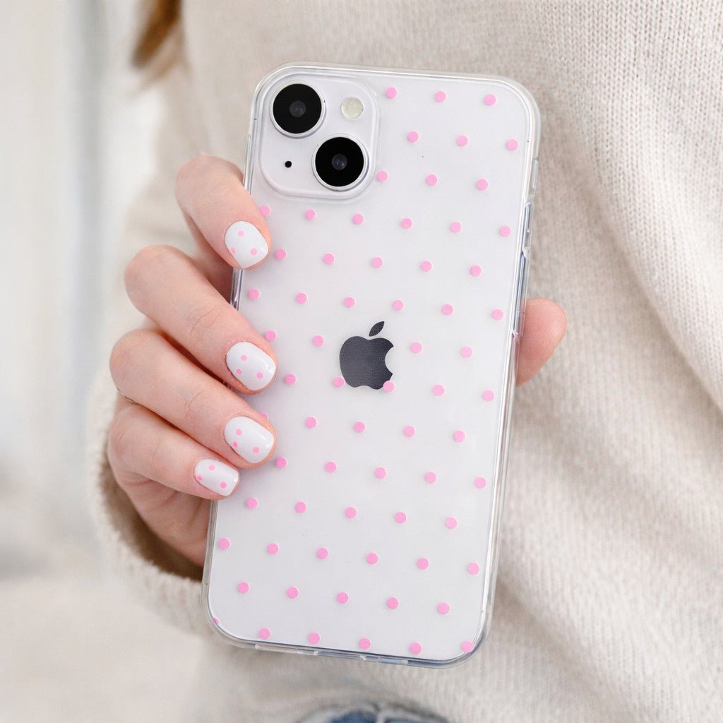 Cute Pink Polka Dot Clear Phone Case - KODDY