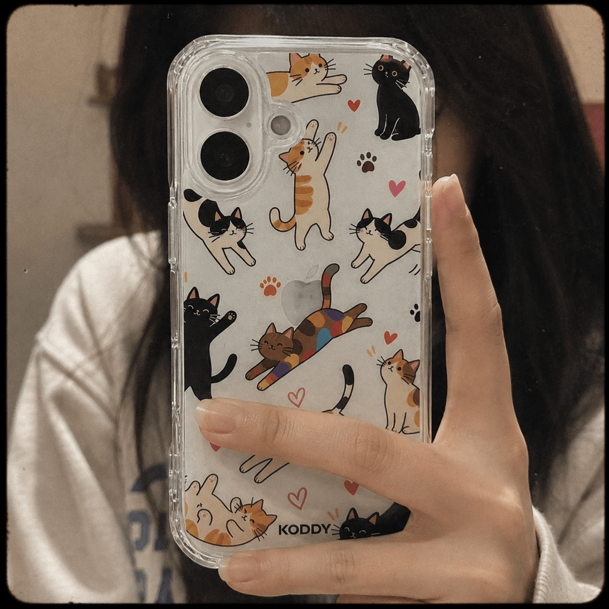 Cute Playful Cats Clear Phone Case-KODDY aesthetic iphone case UK