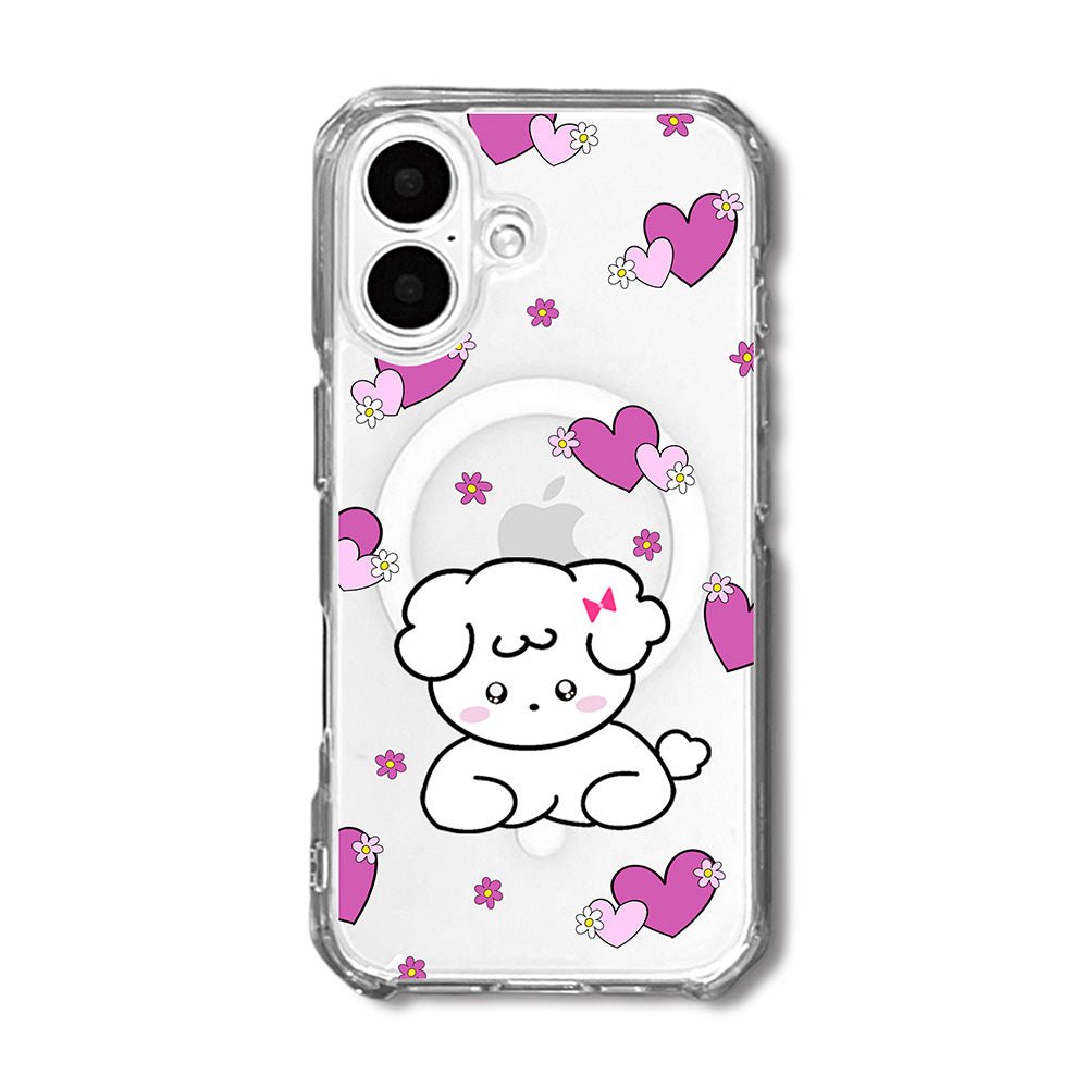 Cute Puppy Heart Clear Shockproof Kawaii Phone Case