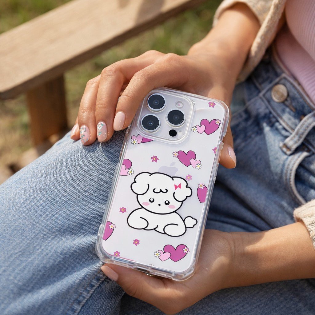 Cute Puppy Heart Clear Shockproof Kawaii Phone Case - KODDY aesthetic iphone case UK