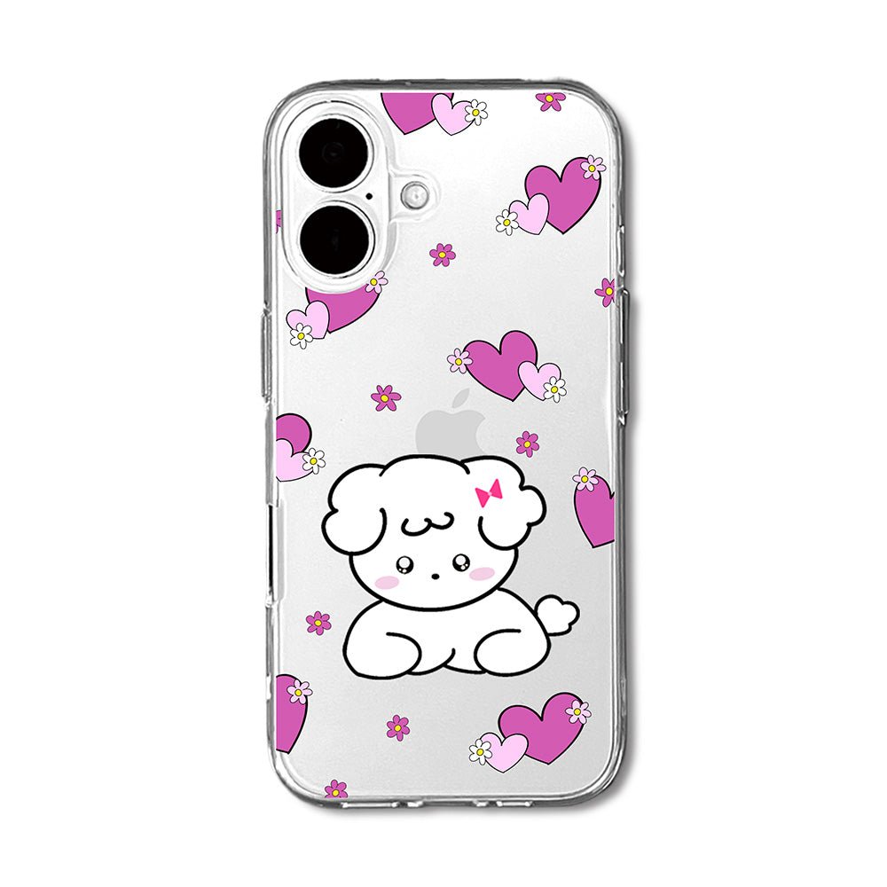 Cute Puppy Heart Clear Shockproof Kawaii Phone Case