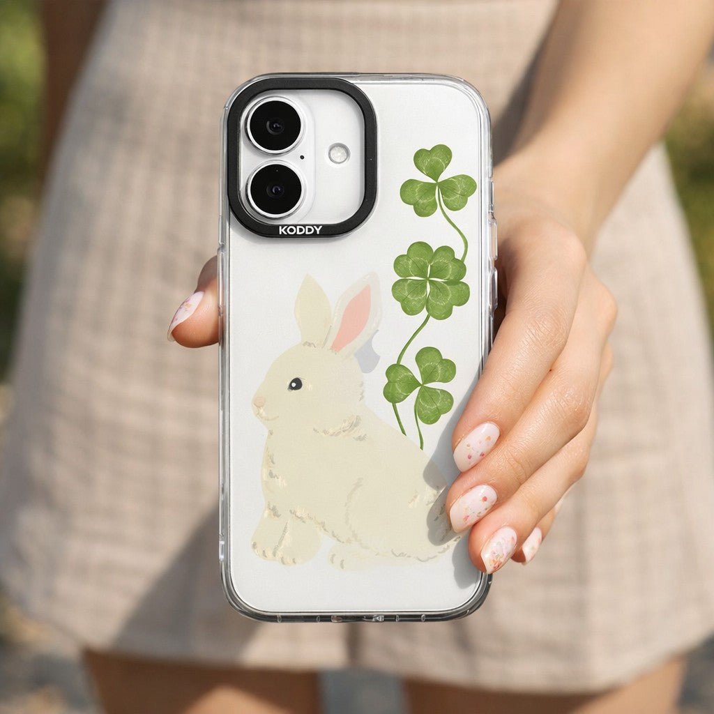 Cute Rabbit Clover Clear iPhone Case - KODDY aesthetic iphone case UK