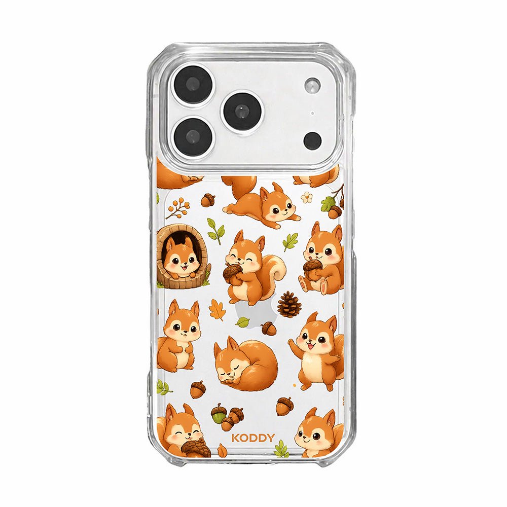 Cute Squirrel and Acorn Clear Phone Case