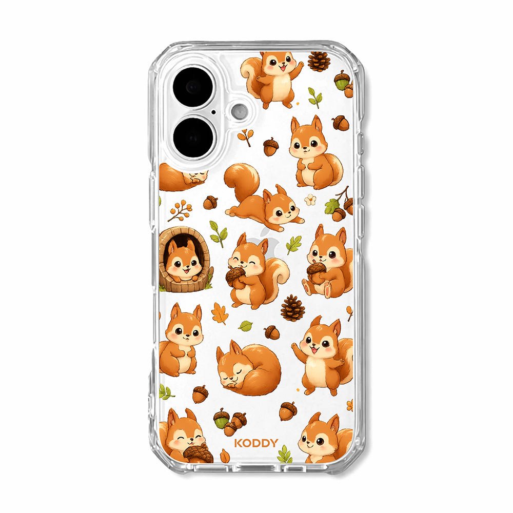 Cute Squirrel and Acorn Clear Phone Case