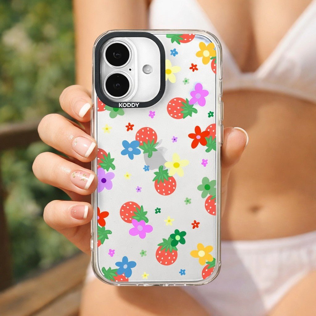 Cute Strawberry and Colourful Daisy iphone case - KODDY aesthetic iphone case UK