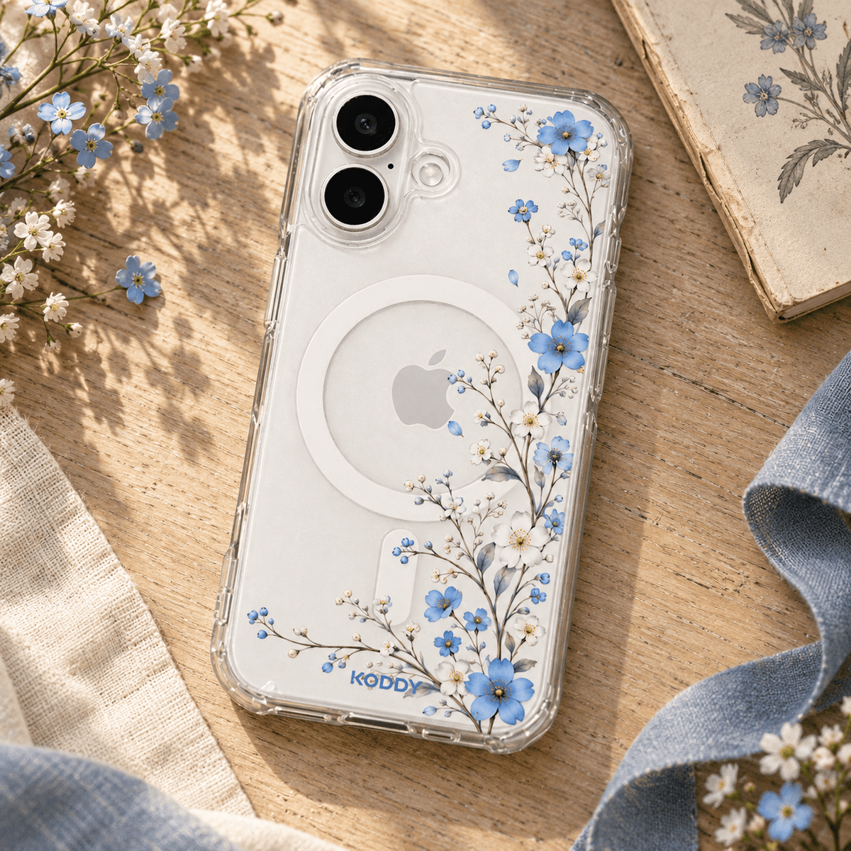 Delicate Blue Wildflower Phone Case-KODDY aesthetic iphone case UK