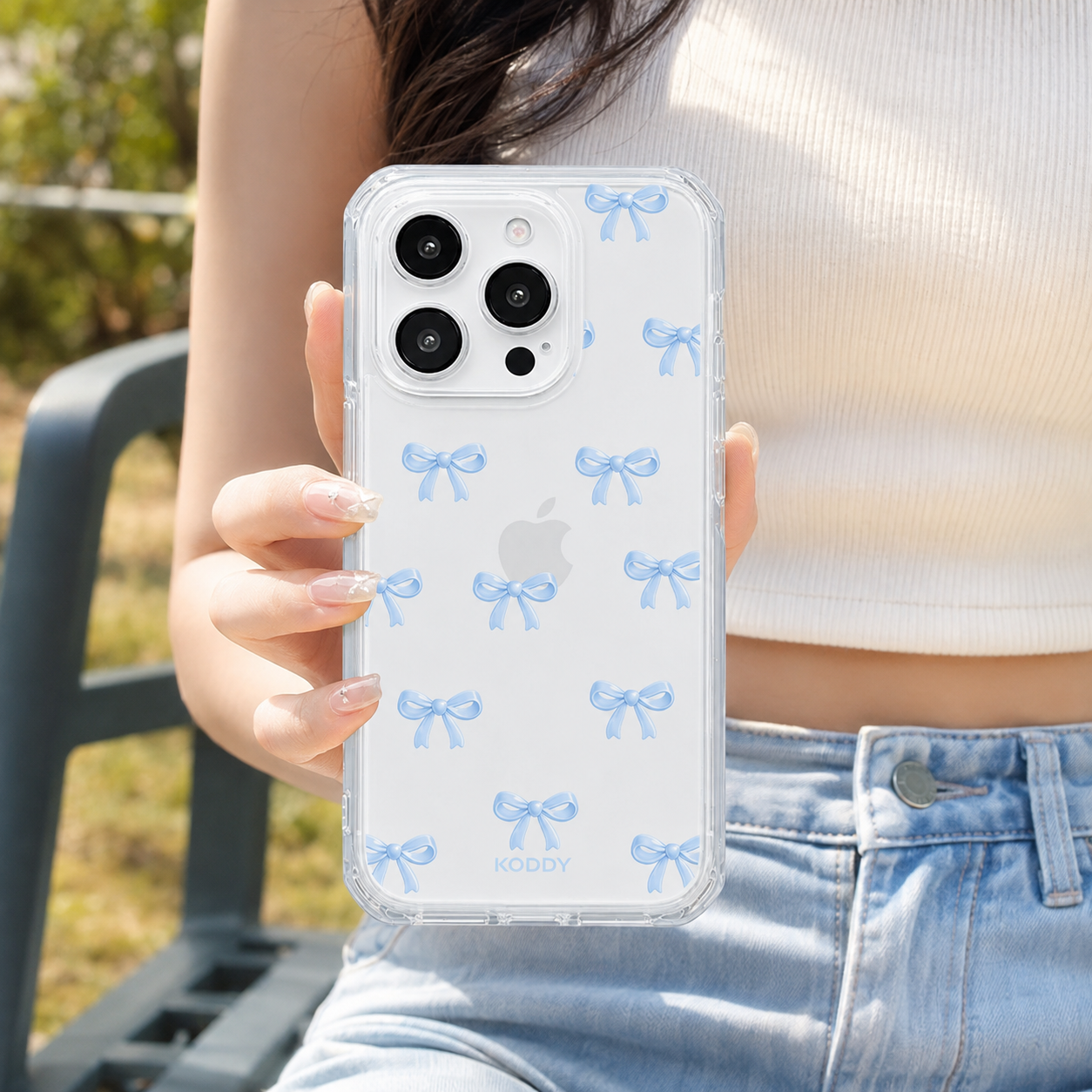 Cute Sky Blue Ribbon Bow Pattern Phone Case
