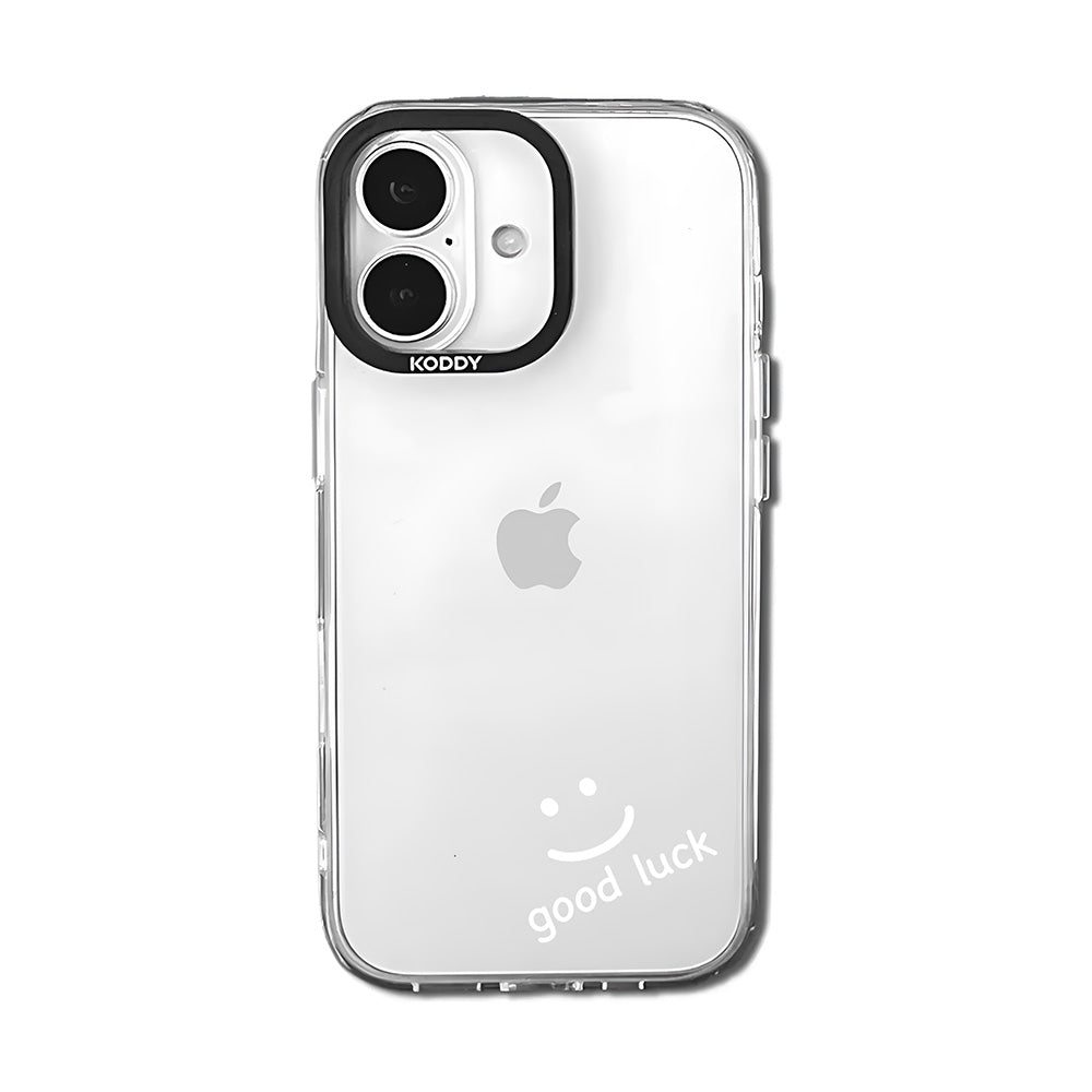 Good Luck Smiley Face in White Clear iPhone Case