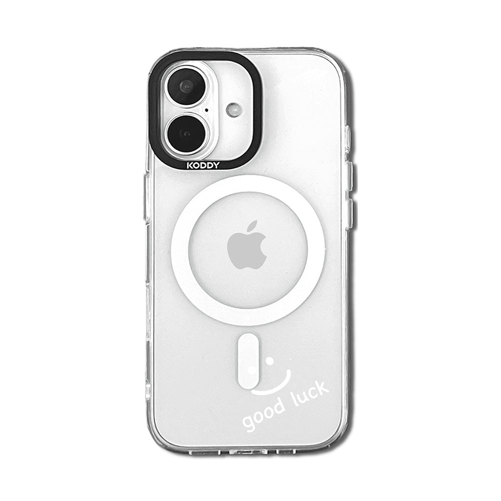 Good Luck Smiley Face in White Clear iPhone Case
