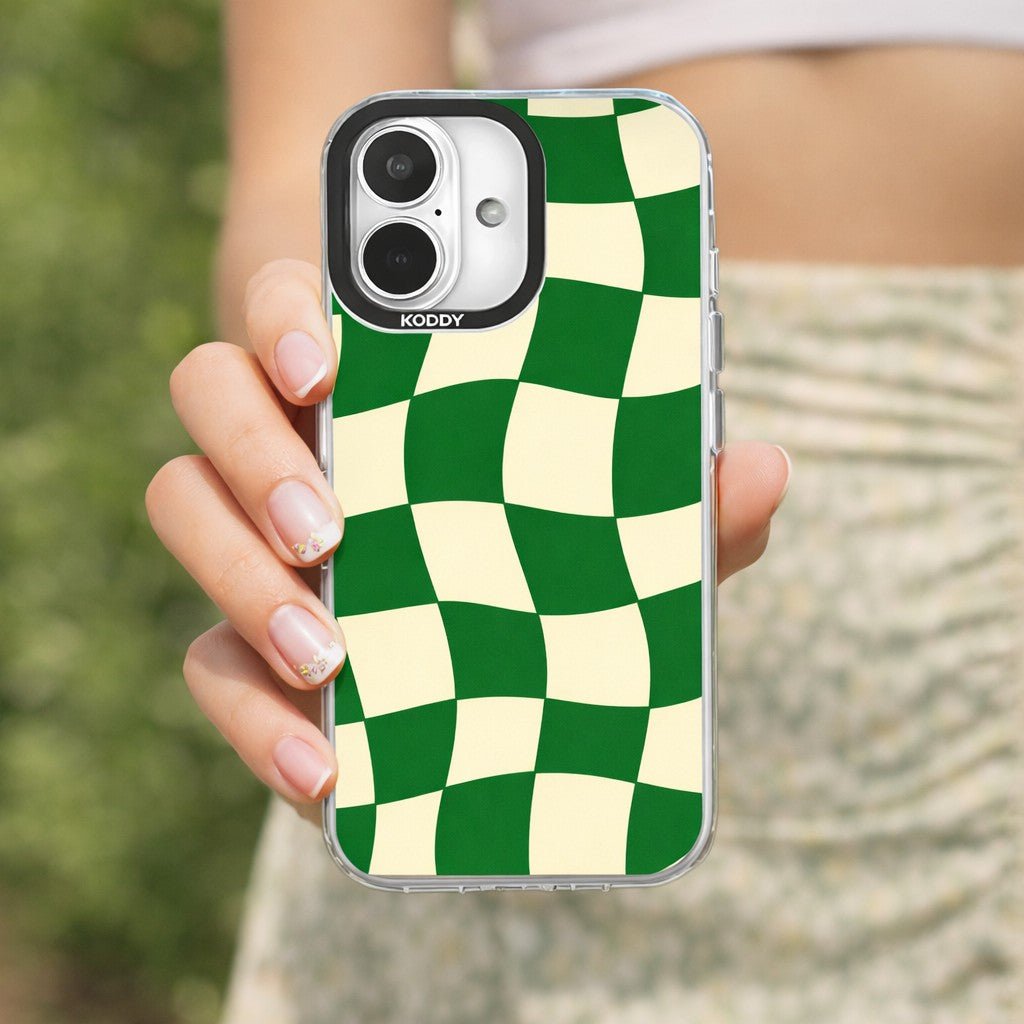 Green Wavy Check iPhone Case - KODDY aesthetic iphone case UK