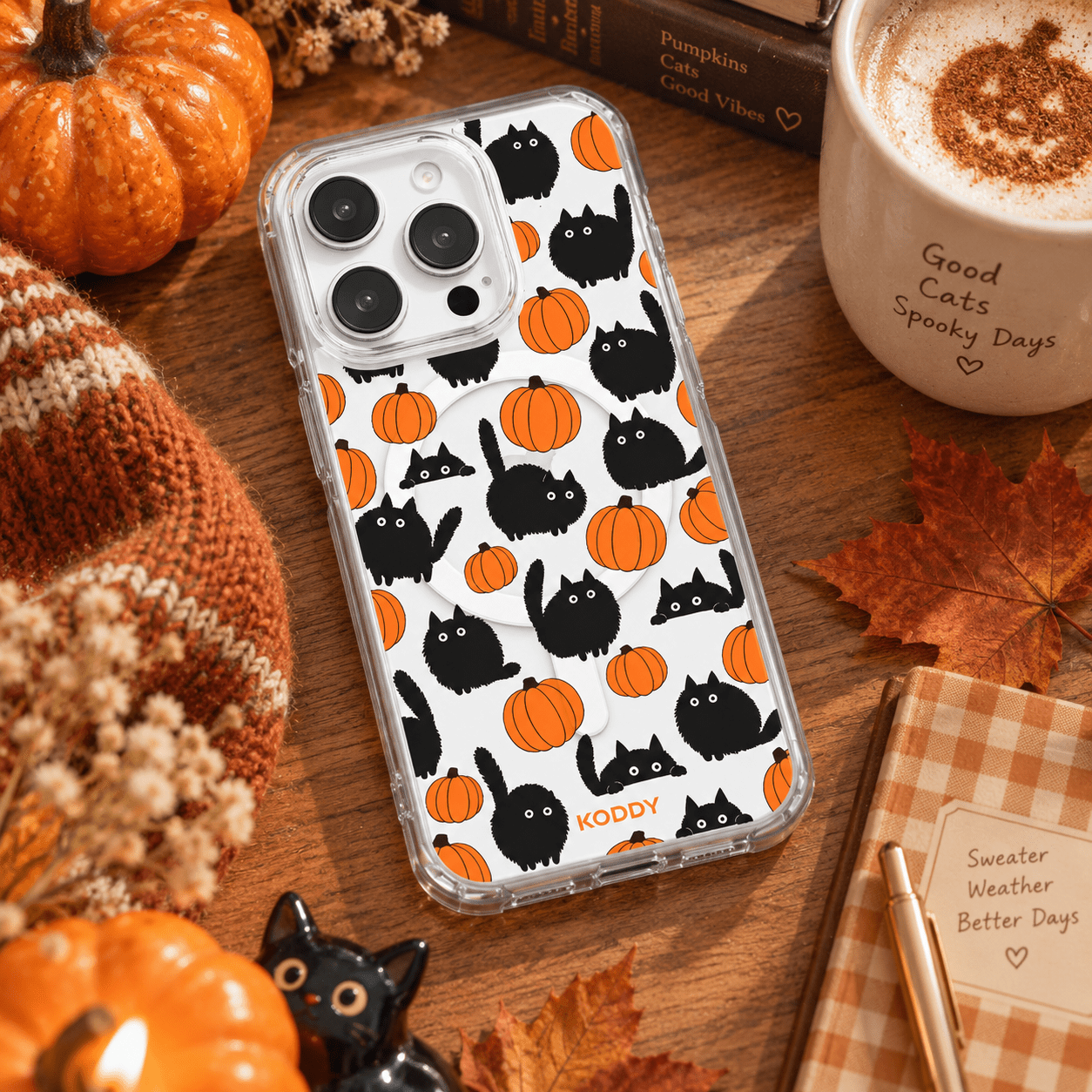 Halloween Black Cat & Pumpkin Phone Case-KODDY aesthetic iphone case UK