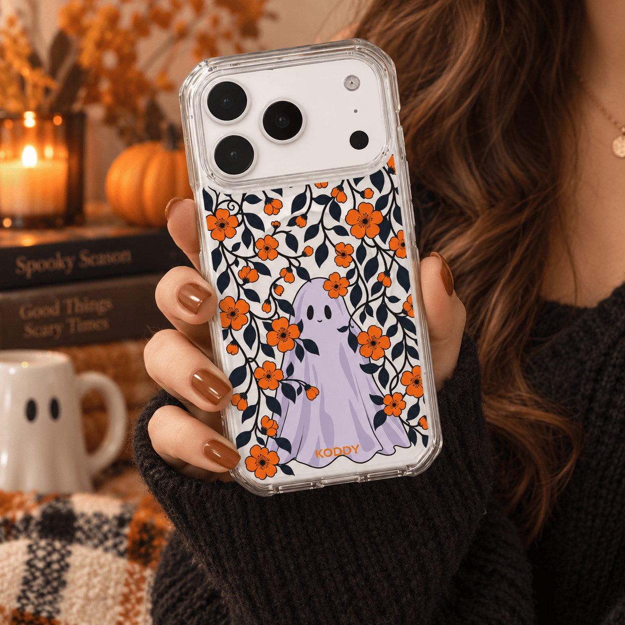 Halloween Ghost Floral Phone Case-KODDY aesthetic iphone case UK