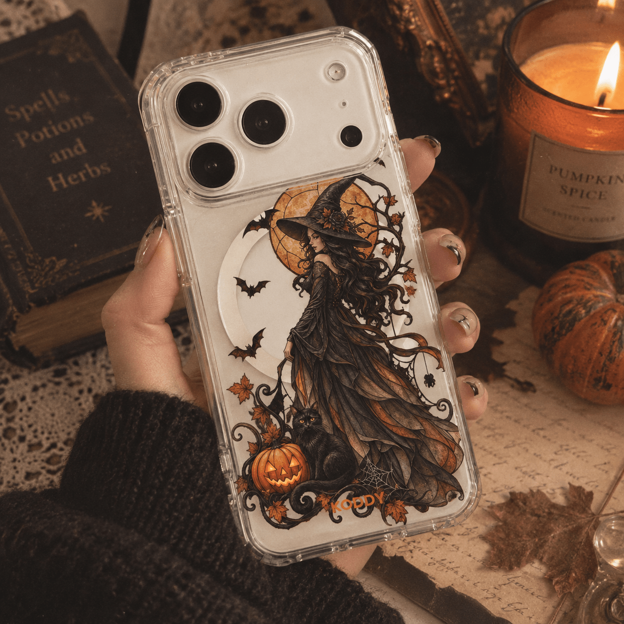 Halloween Witch & Black Cat Phone Case-KODDY aesthetic iphone case UK