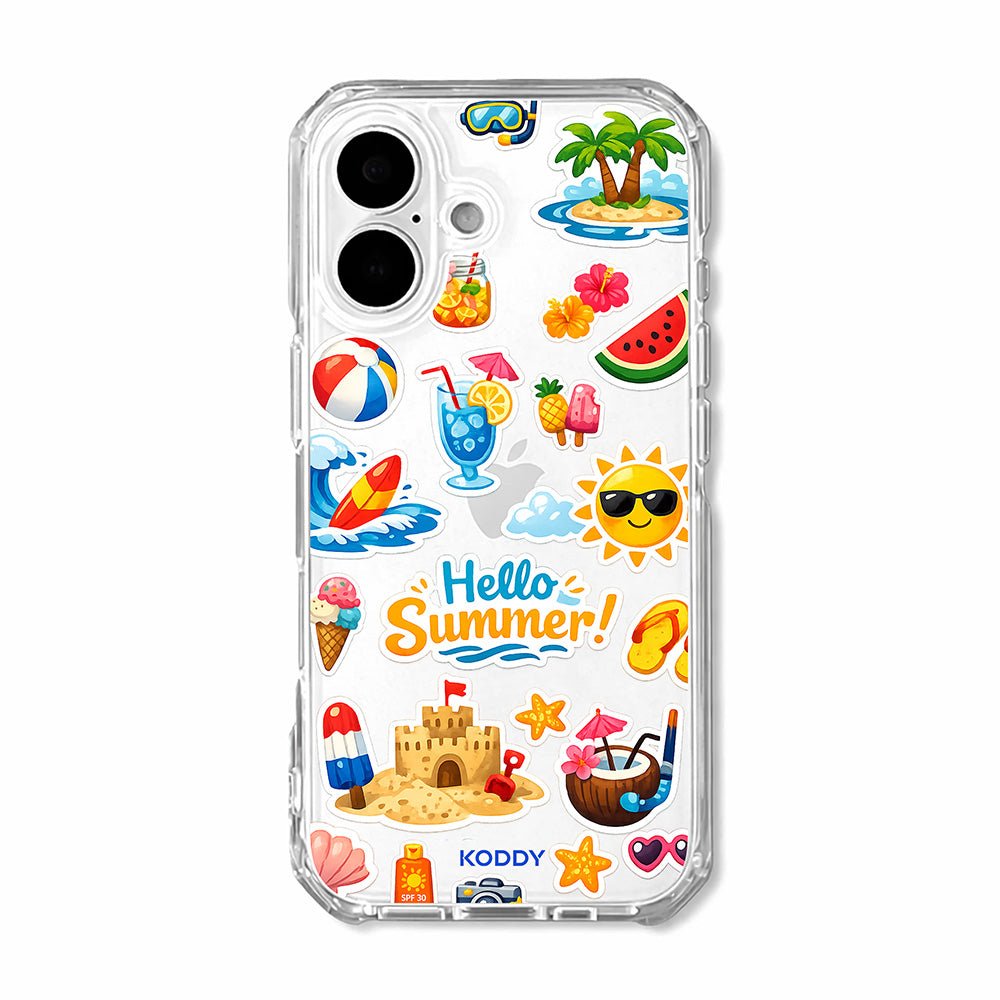 Hello Summer Sticker Collage Clear Phone Case