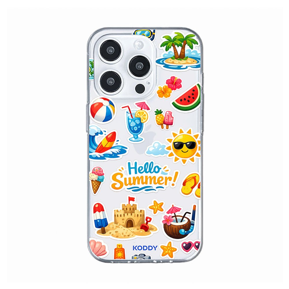 Hello Summer Sticker Collage Clear Phone Case