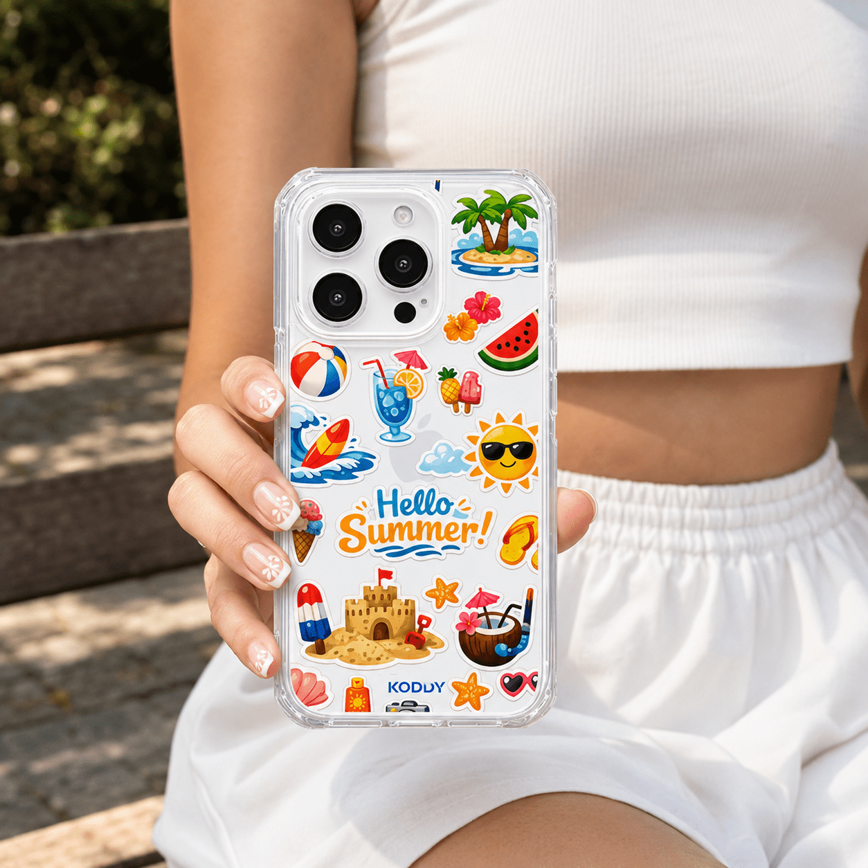 Hello Summer Sticker Collage Clear Phone Case-KODDY aesthetic iphone case UK