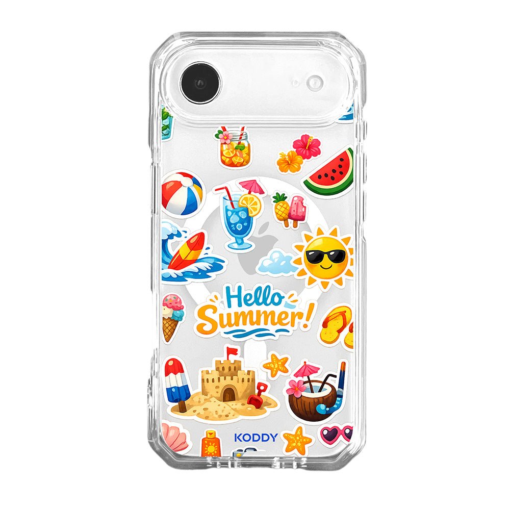 Hello Summer Sticker Collage Clear Phone Case