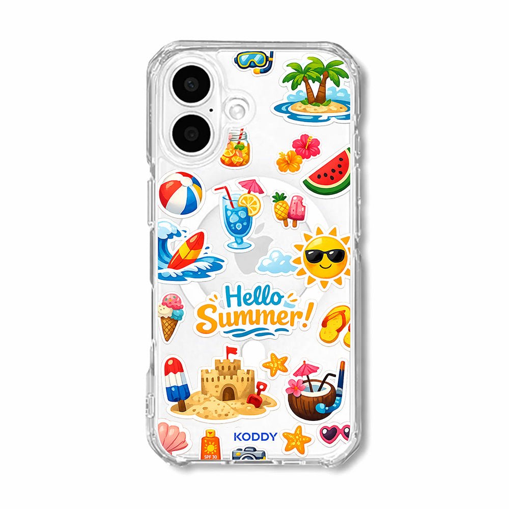 Hello Summer Sticker Collage Clear Phone Case