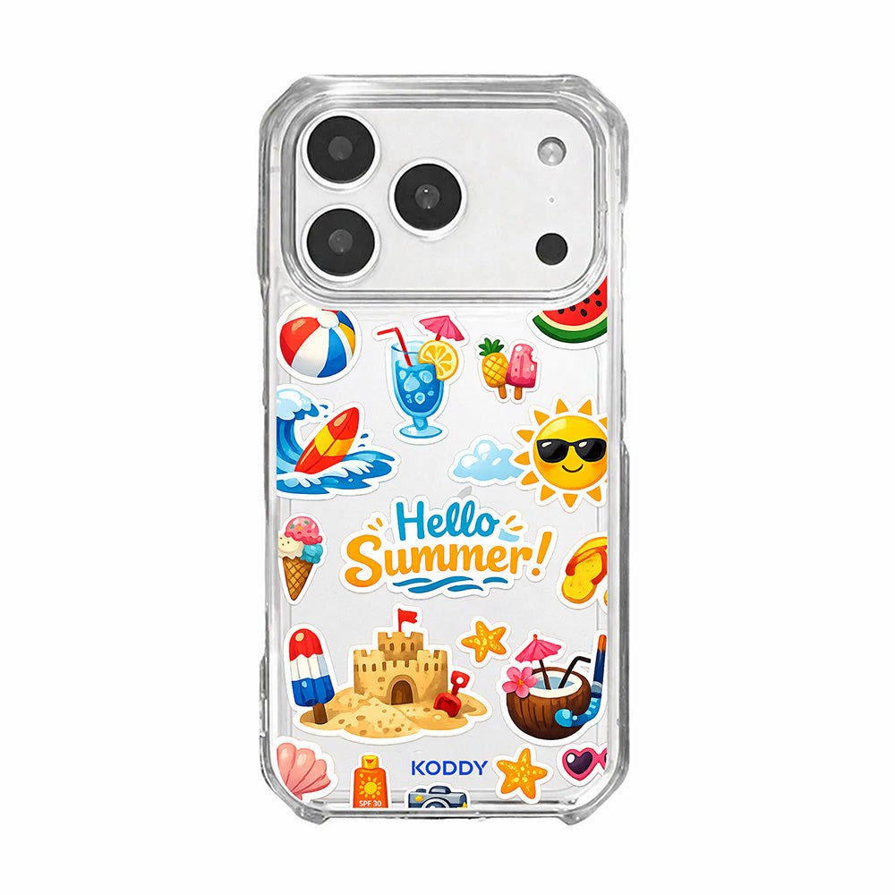 Hello Summer Sticker Collage Clear Phone Case