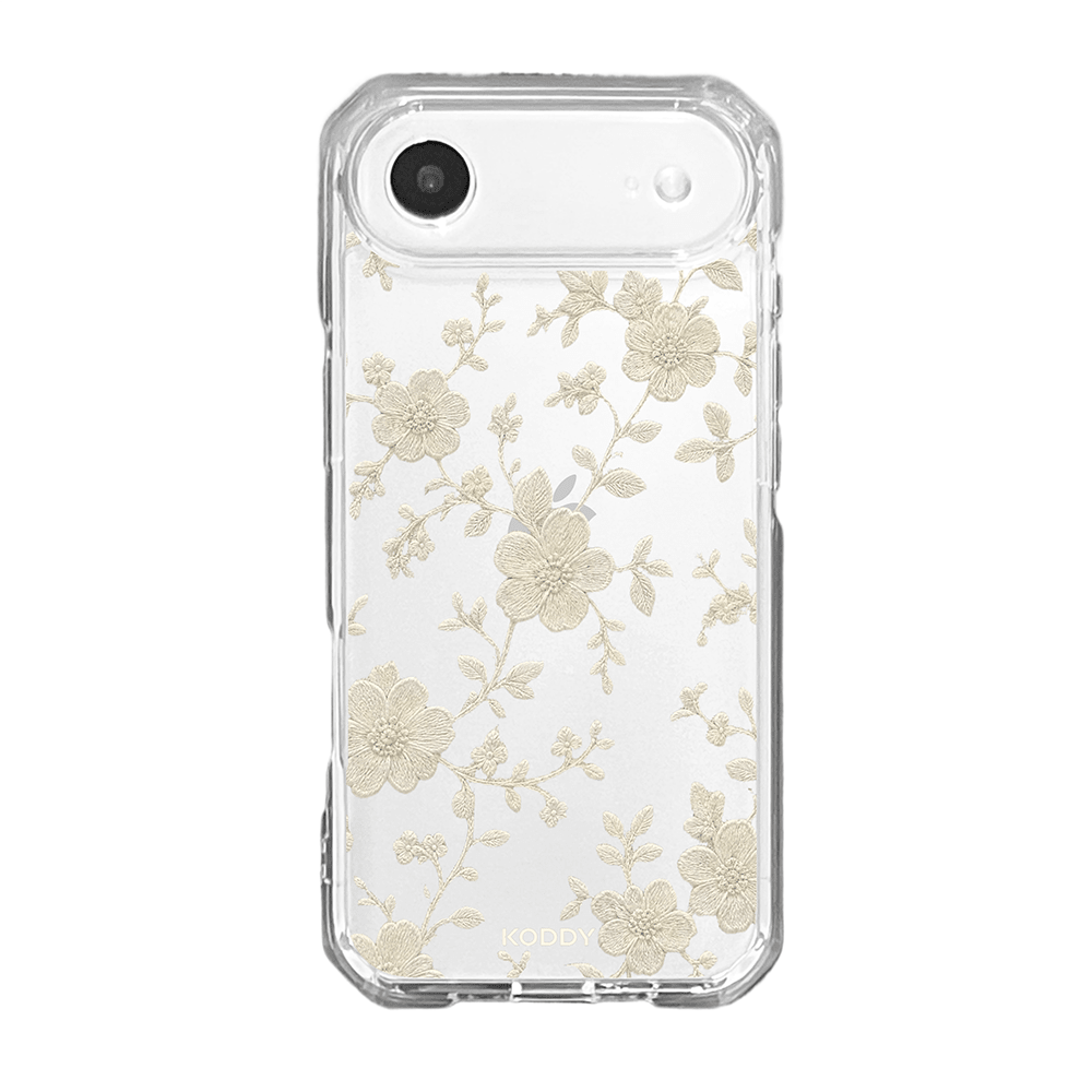 Ivory Embroidered Lace Flower Phone Case-KODDY aesthetic iphone case UK
