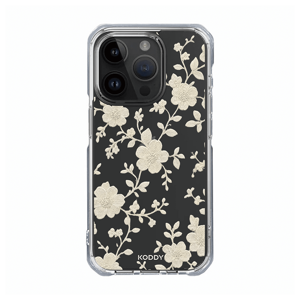 Ivory Embroidered Lace Flower Phone Case-KODDY aesthetic iphone case UK