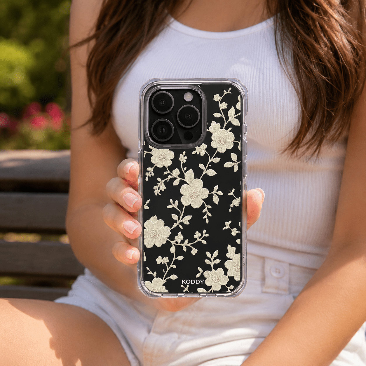 Ivory Embroidered Lace Flower Phone Case-KODDY aesthetic iphone case UK
