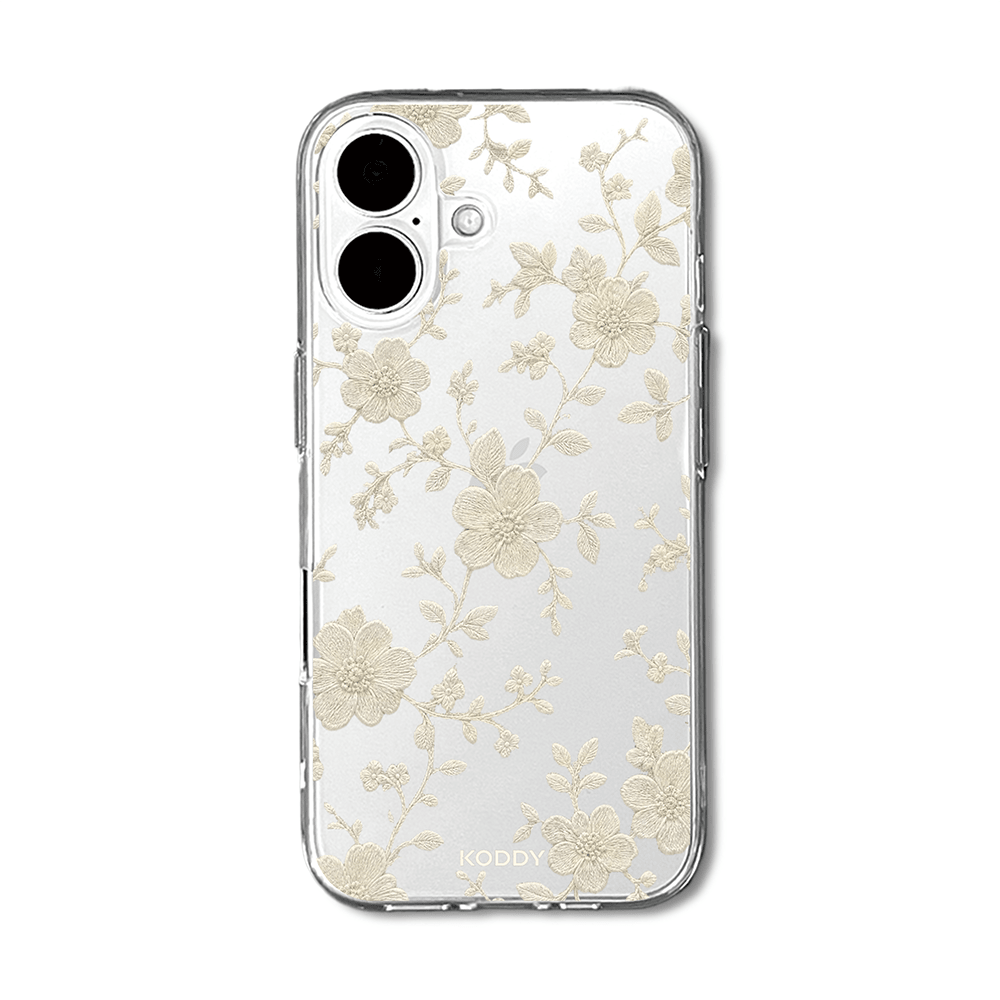 Ivory Embroidered Lace Flower Phone Case-KODDY aesthetic iphone case UK